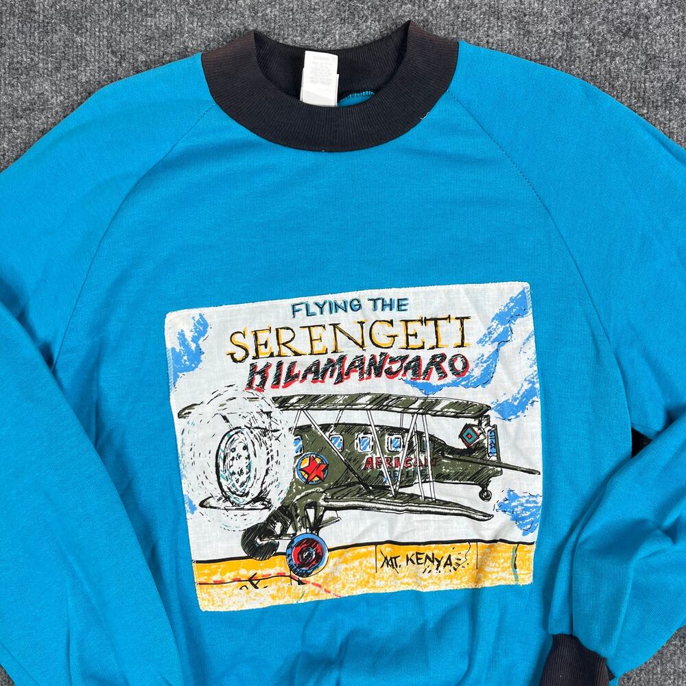 UMS Sweatshirt Mens XL Blue USA Flying Serengeti Kilimanjaro Graphic Vintage